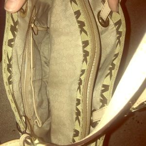 Micheal Kords cream color tote - MK Logo design